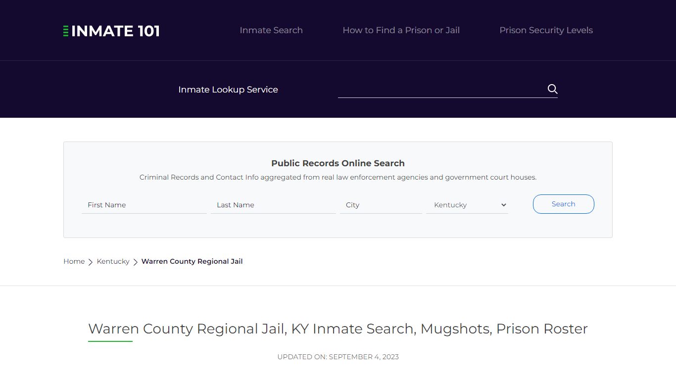 Warren County Regional Jail, KY Inmate Search, Mugshots, Prison Roster ...