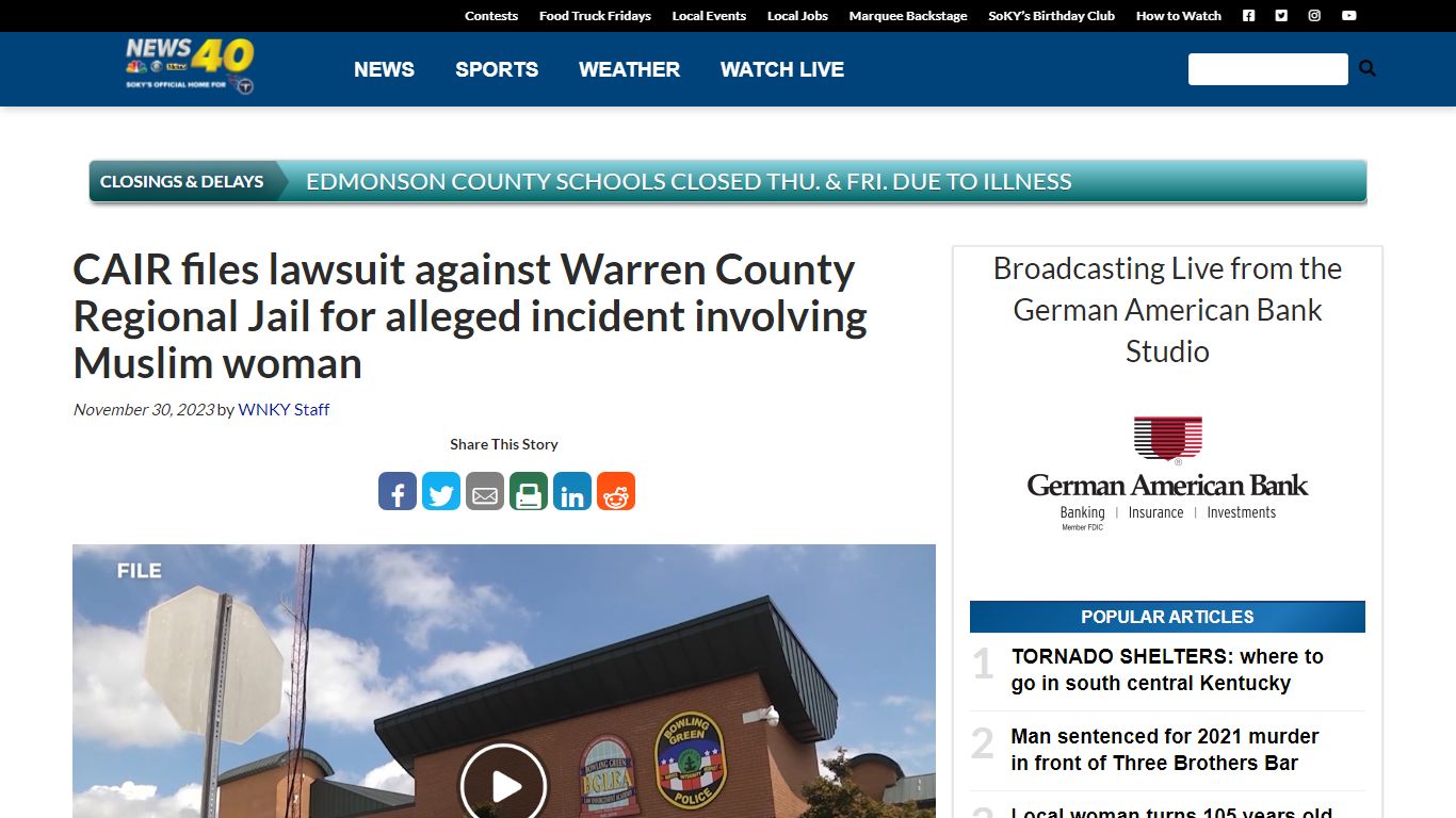 CAIR files lawsuit against Warren County Regional Jail for alleged ...